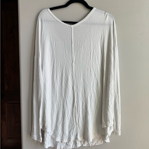 Free People Moonshine V Neck Boho Knit Thermal Top Ivory Tunic Large - Picture 8 of 8